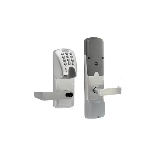 KIT - Mag-Stripe (Insert Card) and Keypad Networked Wireless Privacy Cylindrical Lock, Rhodes Lever, FSIC Prep, Schlage Large Format IC Core Included, 6-Pin C Keyway (1-Bitted Brushed Chrome Cylinder 626), Satin Chrome 626, US26D