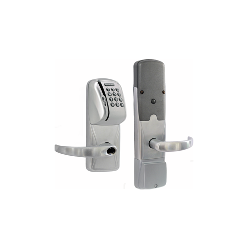 KIT - Mag-Stripe (Swipe Card) and Keypad Networked Wireless Classroom/Storeroom Cylindrical Lock, Sparta Lever with SFIC Prep (Small Format IC Core not Included), Satin Chrome 626