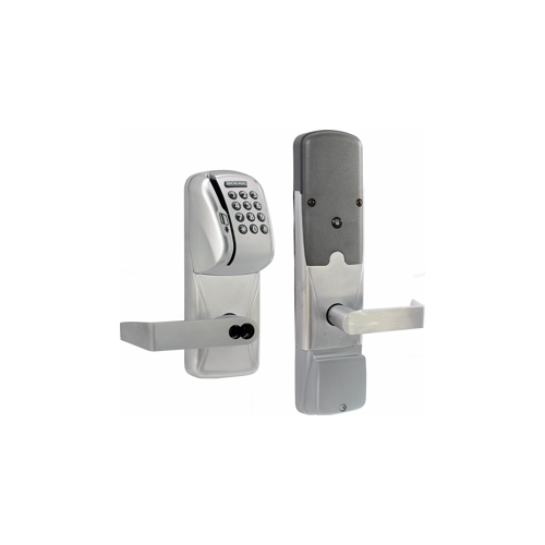 KIT - Mag-Stripe (Swipe Card) and Keypad Networked Wireless Office Mortise Lock, Rhodes Lever, FSIC Prep, Schlage Large Format IC Core Included, 6-Pin C Keyway (1-Bitted Brushed Chrome Cylinder 626), Satin Chrome 626, US26D