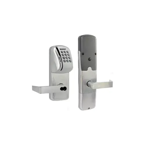 KIT - Mag-Stripe (Swipe Card) and Keypad Networked Wireless Classroom/Storeroom Cylindrical Lock, Rhodes Lever, FSIC Prep, Schlage Large Format IC Core Included, 6-Pin C Keyway (1-Bitted Brushed Chrome Cylinder 626), Satin Chrome 626, US26D