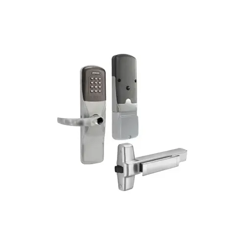 KIT - Multi-Technology and Keypad Networked Wireless Exit Trim for Rim Exit Device, Sparta Lever, Key in Lever, 6-Pin C Keyway (0-Bitted Brushed Chrome Cylinder 626), Satin Chrome 626