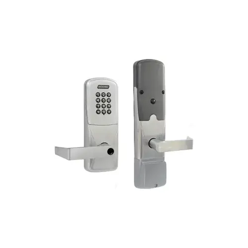 KIT - Keypad Networked Wireless Classroom/Storeroom Cylindrical Lock, Rhodes Lever, Key in Lever, 6-Pin C Keyway (0-Bitted Brushed Chrome Cylinder 626), Satin Chrome 626