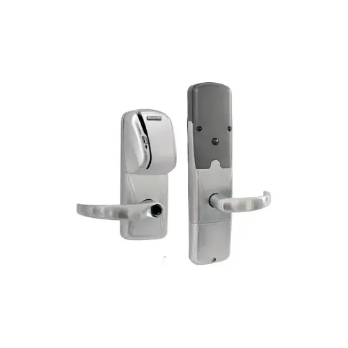 KIT - Mag-Stripe (Swipe Card) Networked Wireless Classroom/Storeroom Cylindrical Lock, Sparta Lever, Key in Lever, 6-Pin C Keyway (0-Bitted Brushed Chrome Cylinder 626), Satin Chrome 626