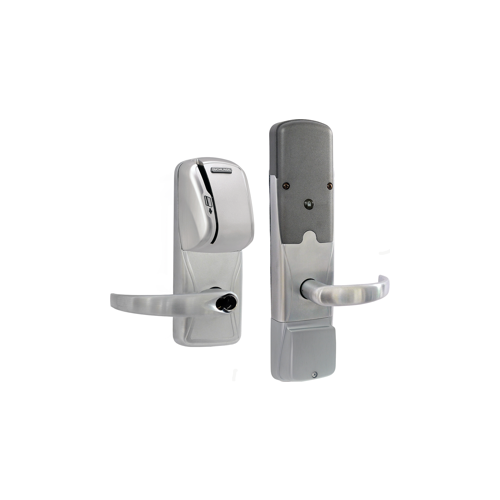 KIT - Mag-Stripe (Swipe Card) Networked Wireless Privacy Cylindrical Lock, Sparta Lever with FSIC Prep (Schlage Full Size IC Core not Included), Satin Chrome 626