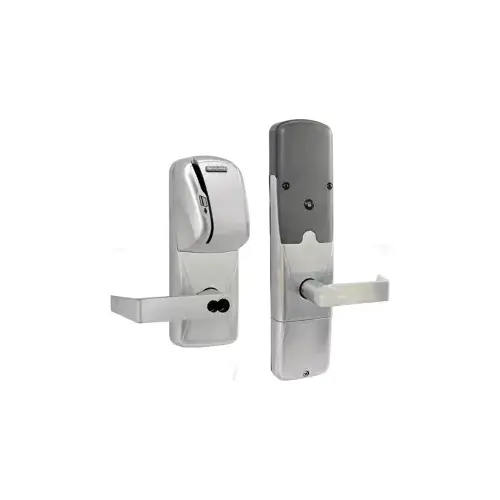 KIT - Mag-Stripe (Swipe Card) Networked Wireless Privacy Cylindrical Lock, Rhodes Lever, FSIC Prep, Schlage Large Format IC Core Included, 6-Pin C Keyway (1-Bitted Brushed Chrome Cylinder 626), Satin Chrome 626, US26D