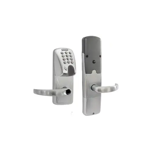 KIT - Mag-Stripe (Insert Card) and Keypad Networked Wireless Classroom/Storeroom Cylindrical Lock, Sparta Lever, Key in Lever, 6-Pin C Keyway (0-Bitted Brushed Chrome Cylinder 626), Satin Chrome 626