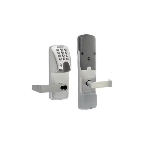 KIT - Mag-Stripe (Insert Card) and Keypad Networked Wireless Classroom/Storeroom Cylindrical Lock, Rhodes Lever, FSIC Prep, Schlage Large Format IC Core Included, 6-Pin C Keyway (1-Bitted Brushed Chrome Cylinder 626), Satin Chrome 626, US26D