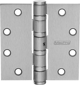 McKinney MPB68 4.5 X 4.5 US26D NRP MacPro 5-Knuckle Hinge, Heavy Weight, Full Mortise, Ball Bearing, 4.5" x 4.5" (4545), Steel Base, Satin Chrome US26D/652, (NRP) Non-Removable Pin