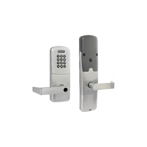 KIT - Keypad Networked Wireless Classroom/Storeroom Cylindrical Lock, Rhodes Lever, Key in Lever, 6-Pin C Keyway (0-Bitted Brushed Chrome Cylinder 626), Satin Chrome 626