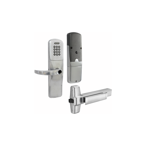 KIT - Keypad Networked Wireless Exit Trim for Rim Exit Device, Sparta Lever Less Cylinder (Conventional Cylinder not Included), Satin Chrome 626