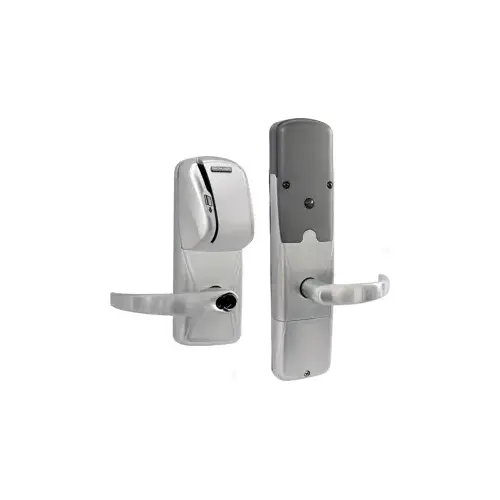 KIT - Mag-Stripe (Swipe Card) Networked Wireless Classroom/Storeroom Cylindrical Lock, Sparta Lever, FSIC Prep, Schlage Full Size IC Core Included, 6-Pin C Keyway (1-Bitted Brushed Chrome Cylinder 626), Satin Chrome 626, US26D