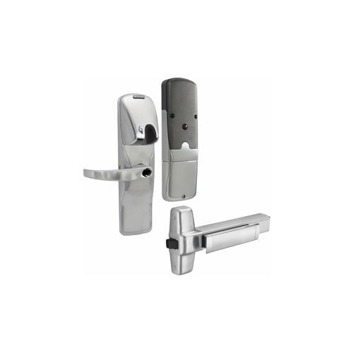 KIT - Mag-Stripe (Insert Card) Networked Wireless Exit Trim for Rim Exit Device, Sparta Lever with SFIC Prep (Small Format IC Core not Included), Satin Chrome 626