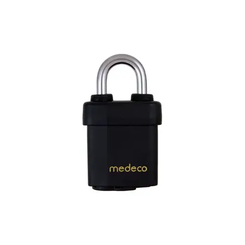 Medeco Security Locks 54515KO Indoor/Outdoor Key-In-Knob Padlock, Key Retaining, 5/16" Shackle Diameter, 1-1/8" Shackle Clearance, 2-1/8" Body Width, Less Cylinder Black