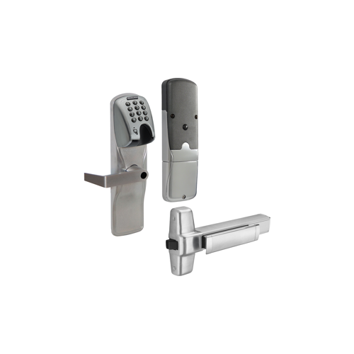 KIT - Mag-Stripe (Insert Card) and Keypad Networked Wireless Exit Trim for Rim Exit Device, Rhodes Lever Less Cylinder (Conventional Cylinder not Included), Satin Chrome 626