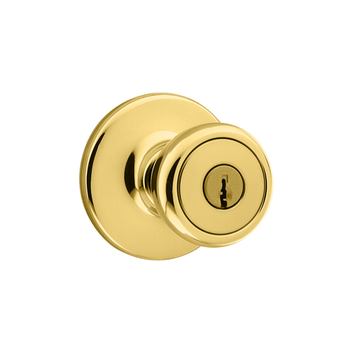 Kwikset 400T3-6ALRCS KA3 Tylo Entry Knob, KW1 Keyway, Keyed Alike 3, 6-Way Adjustable Latch 2-3/8"-2-3/4" Backset, Grade 3, Bright Brass US3/605