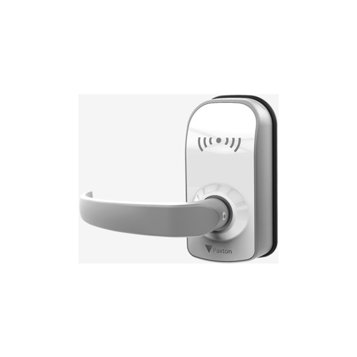 PaxLock Pro, Galaxy Lever Latch Lock, Dual Frequency Reader, Battery Powered, 13.56 MHz, 2.4GHz, Bluetooth, AES128, 1-3/4" Door Thickness, ISED, UL, FCC, White