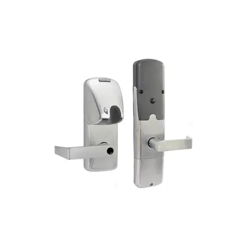 KIT - Mag-Stripe (Insert Card) Networked Wireless Classroom/Storeroom Cylindrical Lock, Rhodes Lever, Key in Lever, 6-Pin C Keyway (0-Bitted Brushed Chrome Cylinder 626), Satin Chrome 626