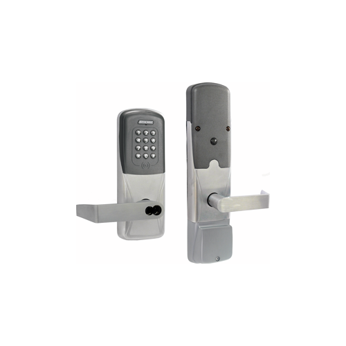 KIT - Multi-Technology and Keypad Networked Wireless Classroom/Storeroom Mortise Lock, Rhodes Lever, FSIC Prep, Schlage Full Size IC Core Included, 6-Pin C Keyway (1-Bitted Brushed Chrome Cylinder 626), Satin Chrome 626, US26D