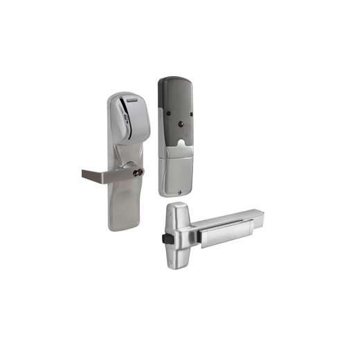 KIT - Mag-Stripe (Swipe Card) Networked Wireless Exit Trim for Rim Exit Device, Rhodes Lever with FSIC Prep (Schlage Full Size IC Core not Included), Satin Chrome 626