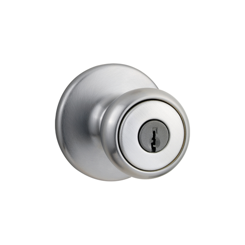 Kwikset 400T26D-6ALRCS K3 Tylo Entry Knob, KW1 Keyway, Keyed Alike 3, 6-Way Adjustable Latch 2-3/8"-2-3/4" Backset, Grade 3, Satin Chrome US26D/626