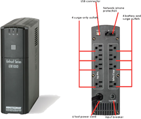 Minuteman Power Technologies ETR1000LCD 1000VA UPS Line Interactive 4 Outs