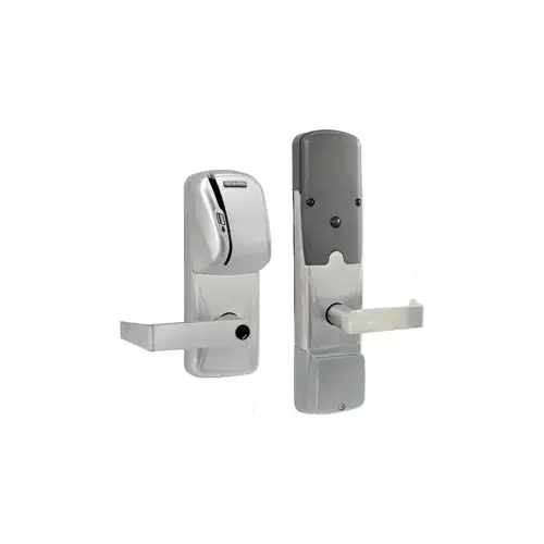 KIT - Mag-Stripe (Swipe Card) Networked Wireless Classroom/Storeroom Cylindrical Lock, Rhodes Lever, Key in Lever, 6-Pin C Keyway (0-Bitted Brushed Chrome Cylinder 626), Satin Chrome 626