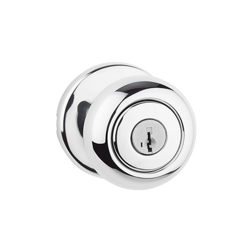 Kwikset 400CV26-6ALRCS SMT Cove Entry Knob, KW1 SmartKey, 6-Way Adjustable Latch 2-3/8"-2-3/4" Backset, Grade 3, Polished Chrome US26/625