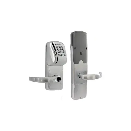 KIT - Mag-Stripe (Swipe Card) and Keypad Networked Wireless Classroom/Storeroom Cylindrical Lock, Sparta Lever, Key in Lever, 6-Pin C Keyway (0-Bitted Brushed Chrome Cylinder 626), Satin Chrome 626