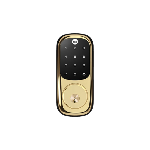 Touchscreen Deadbolt Keypad, Grade 2, Radio Module (Z-Wave), Schlage C Keyway, Keyed Different, RC Adjustable Backset 2-3/8" - 2-3/4", Polished Brass 605/US3