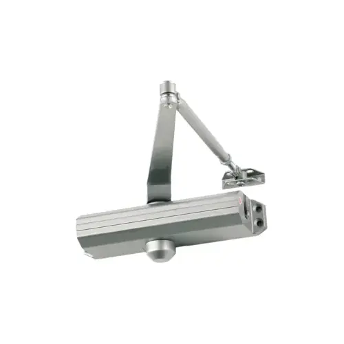 Medium Duty Surface Door Closer, Regular Arm with Parallel Arm Bracket, No Cover, Cast Aluminum, Adjustable Sizes 1-5, Through Bolt, Wood & Machine Screws, ADA, UL, Grade 1, SP28/689 Painted Aluminum