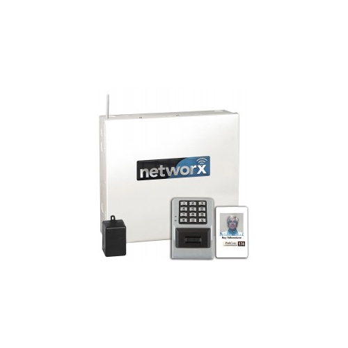 KIT - Networx Wireless Prox Reader & Keypad, Satin Chrome (26D) with Control Panel, 12V Power Supply, Plug in AC Transformer, Powers up to 2 Readers, Backup Battery Included, 5,000 Users and Provide 35,000 Audit Trail