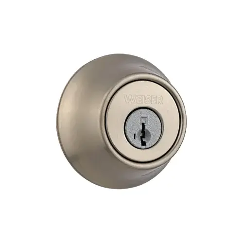 Double Cylinder Deadbolt, 5-Pin, Pin & Tumbler Cylinder, Round Face Drive-in Latch, 1/4" Radius Full Lip Deadbolt Strike, Light Duty, Grade 3, US15/619 Satin Nickel