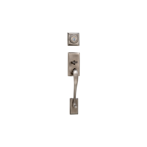 Hawthorne Handleset, Less Interior Pack KW1 SmartKey, Radius Corner Adjustable Latch 2-3/8"-2-3/4" Backset, Satin Nickel US15/619