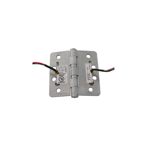 Electrified-CC4, 4 Wire, 5-Knuckle Hinge, Standard Weight, Full Mortise, Oil Impregnated Bearing (TA), 4.0" x 4.0" (4040), Radius Corner, Steel Base, Satin Chrome US26D/652