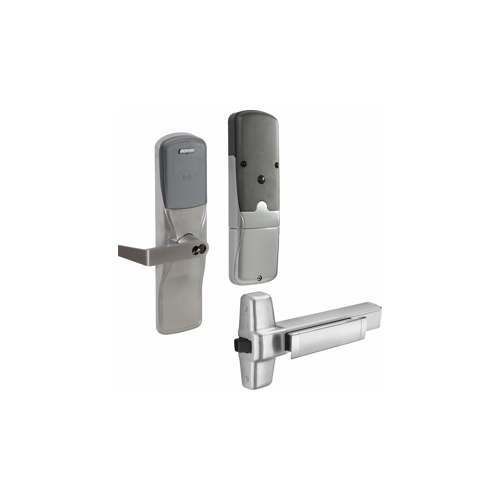 KIT - Multi-Technology Networked Wireless Exit Trim for Rim Exit Device, Rhodes Lever with FSIC Prep (Schlage Full Size IC Core not Included), Satin Chrome 626