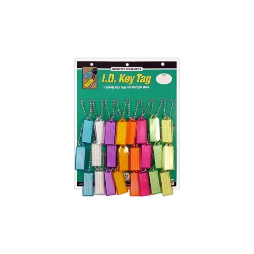 ID Key Tag with Ball Chain, Assorted Colors (24/card)