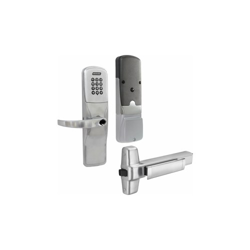 KIT - Keypad Networked Wireless Exit Trim for Rim Exit Device, Sparta Lever with SFIC Prep (Small Format IC Core not Included), Satin Chrome 626