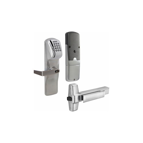 KIT - Mag-Stripe (Swipe Card) and Keypad Networked Wireless Exit Trim for Rim Exit Device, Rhodes Lever with FSIC Prep (Schlage Full Size IC Core not Included), Satin Chrome 626