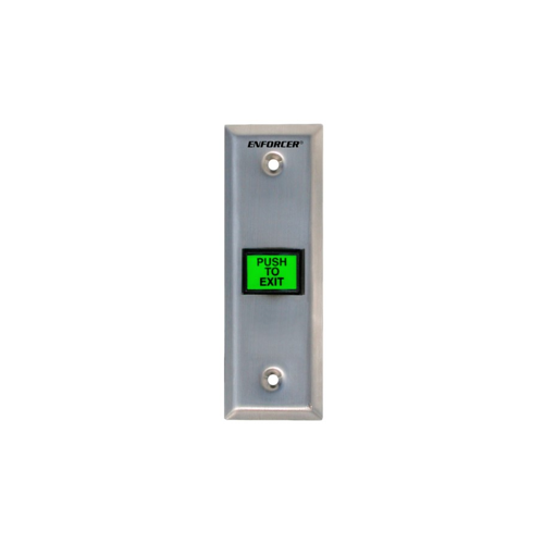 Seco-Larm SD-7103GC-PTQ Slim Illuminated Green Push-to-Exit Wall Plate, With Timer 1-180 Seconds, SPDT, 12-24V AC\DC