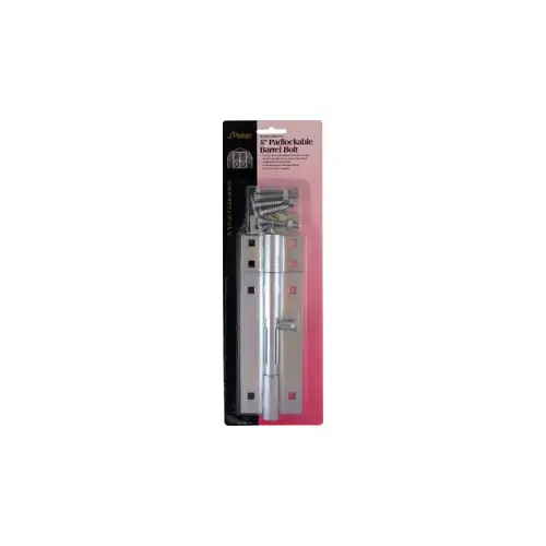 Parker Hardware 44208 8" Padlockable Bolt Carded Zinc Plated