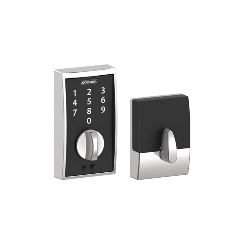 Touch Keypad Deadbolt Camelot, No Key, Triple Option Adjustable Backset, Grade 2, Bright Chrome 625, US26