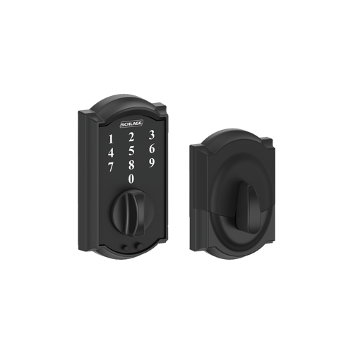 Touch Keypad Deadbolt Camelot, No Key, Triple Option Adjustable Backset, Grade 2, Matte Black 622, US19