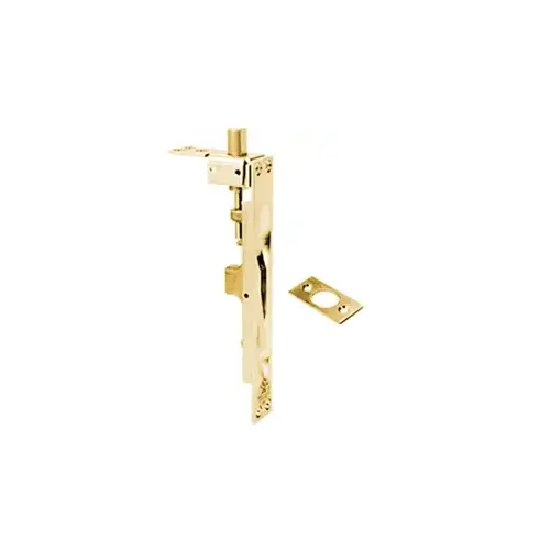 Manual Flush Bolt Wood Door, Face 6-3/4" L x 1" W Square Corners, Bright Brass