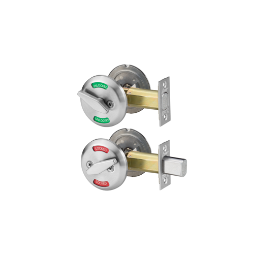 Arrow Lock E50-26D Occupancy Indicator Deadbolt, Thumb Turn Inside with Locked/Unlocked X Outside Indicator Plate Vacant/Occupied, 2-3/8" and 2-3/4" Backset, Satin Chrome US26D