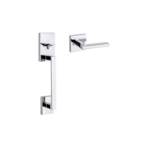 San Clemente Handleset, with Halifax Lever Trim, KW1 Keyway, 6-Way Adjustable Latch 2-3/8"-2-3/4" Backset, Grade 2, Polished Chrome US26/625