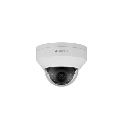 Wisenet A Series Network Vandal Resistant IR Dome PoE Camera, 2MP @ 30 FPS, 2.8mm Fixed Focal Lens, Triple Codec (H.265/H.264/MJPEG) with WiseStream II,120dB, IR Viewable Length 30m(98.43ft), Day & Night (ICR), FOV H: 113.7 / V: 61.5 , IVA, Defocus Dete