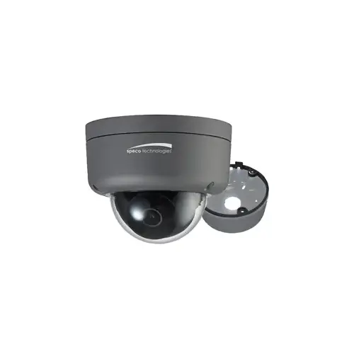 Speco Technologies O2ID9 Intensifier Dome IP Camera with Junction Box, 2MP, 1920 x 1080 Resolution, 2.8mm Fixed Lens, H.264, MJPEG, DWDR, Intensifier Low-Light, 12VDC, PoE, ONVIF Profile S, IP66, IK10, TAA, Dark Gray