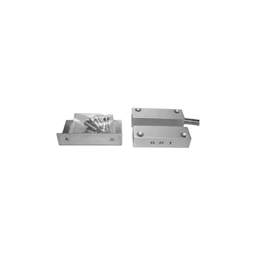 George Risk Industries 4400-A 2" Long Commercial Surface Mount Magnetic Contact Switch Set with 36" Armored Cable, Gap Up to 2-1/2", Hidden Terminals, Closed Loop (N/O), Aluminum Housing