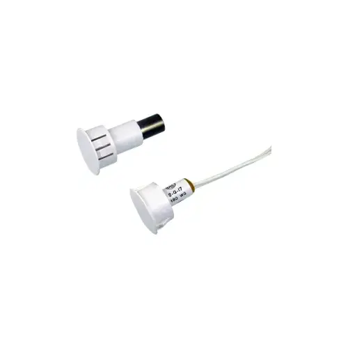 George Risk Industries 180-12WG-WH 3/4" Diameter Recessed Magnetic Contact Switch Set, 3/4" Plus Wide Gap, 12" Leads, Closed Loop (N/O), Used for Steel Doors, UL Listed, White