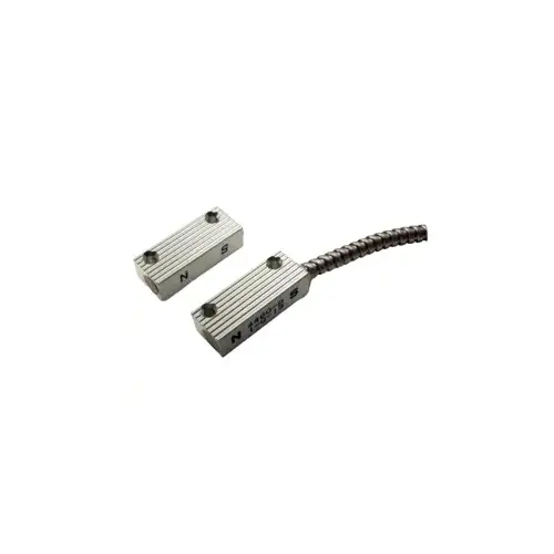 George Risk Industries 4460IND 1-1/2" Long Mini Aluminum Surface Mount Magnetic Contact Switch Set with 19" Wire Leads, Gap 1"+, Hidden Terminals, Closed Loop (N/O), Aluminum Housing